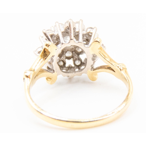 1 - Finely Detailed Diamond Set Ladies Cluster Ring Mounted in 18 Carat Yellow Gold Ring Size M