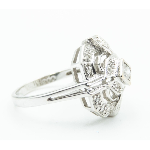 100 - Diamond Set Geometric Form Ladies Cluster Ring Set in 18 Carat White Gold Ring Size N Total Diamond ... 