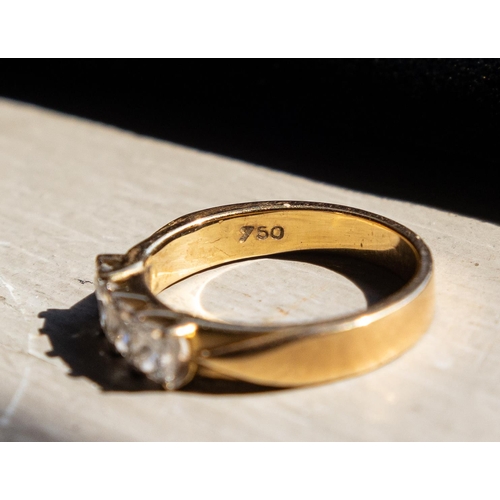 105 - Diamond Four Stone Square Cut Trellis Set Ring Mounted in 18 Carat Yellow Gold Ring Size M