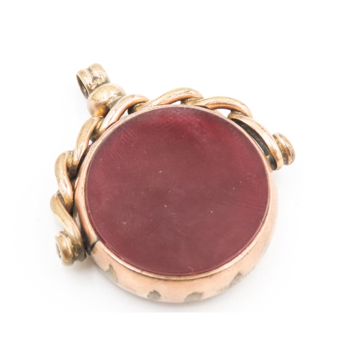 109 - Blood Stone and Carnelian Swivel Pendant Set in 9 Carat Rose Gold 3.5cm High