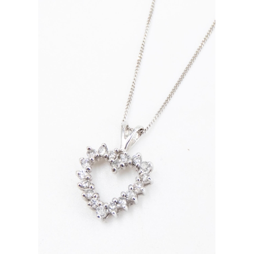 11 - Diamond Set Heart Form Pendant Mounted in 18 Carat White Gold 2cm High Further Set on 18 Carat White... 