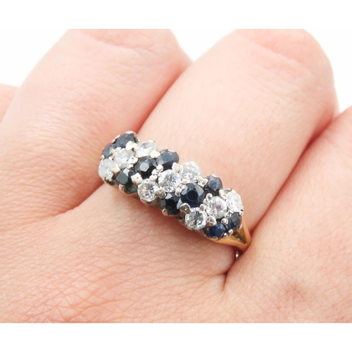 114 - Sapphire and Diamond Set Nineteen Stone Cluster Ring Set in 18 Carat Yellow Gold Ring Size T