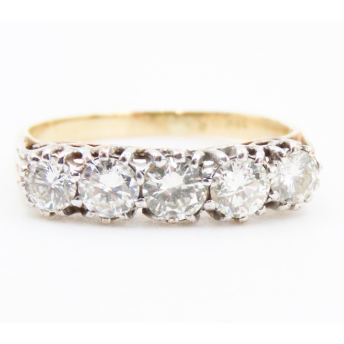 125 - Antique Five Stone Diamond Ring Mounted in 18 Carat Yellow Gold Finely Detailed Ring Size Q