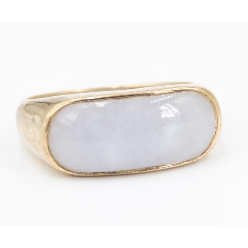 13 - Lavender Jade Saddle Ring Mounted in 9 Carat Yellow Gold Ring Size P