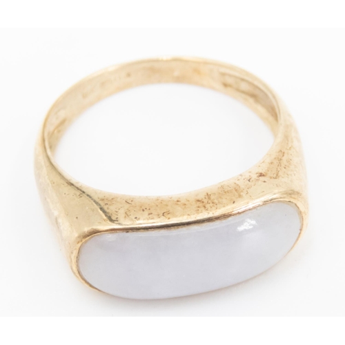 13 - Lavender Jade Saddle Ring Mounted in 9 Carat Yellow Gold Ring Size P