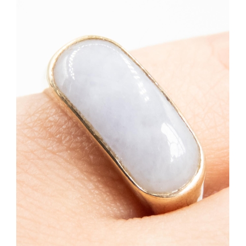 13 - Lavender Jade Saddle Ring Mounted in 9 Carat Yellow Gold Ring Size P