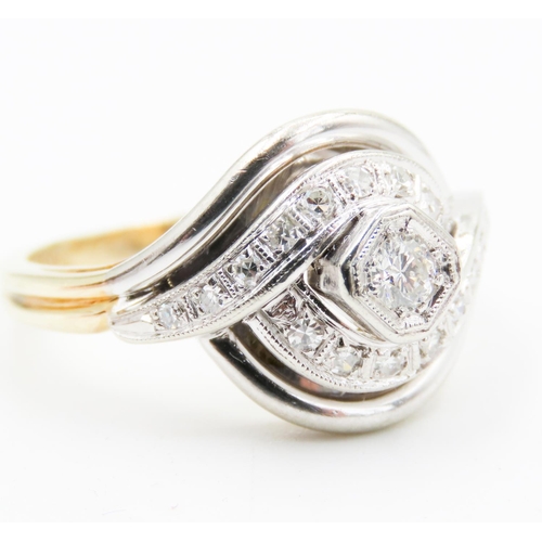 130 - Finely Detailed Diamond Centre Stone Ring Set in 14 Carat White Gold Further Diamond Set Surround Mo... 