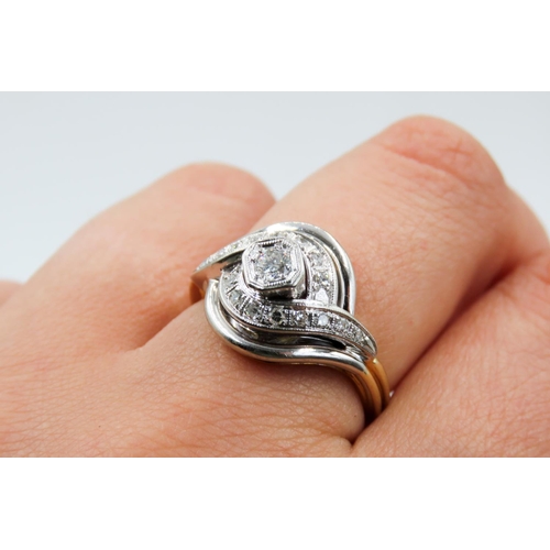 130 - Finely Detailed Diamond Centre Stone Ring Set in 14 Carat White Gold Further Diamond Set Surround Mo... 