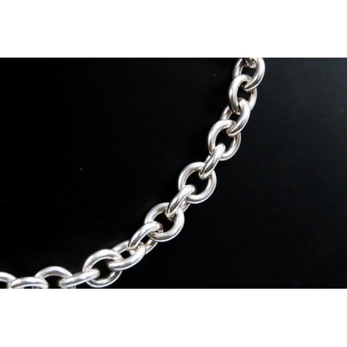 136 - Tiffany & Co. Silver Circular Link Necklace 38cm Long