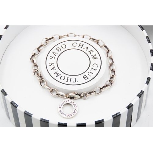 137 - Thomas Sabo Silver Link Charm Bracelet with Original Presentation Box 17.5cm Long