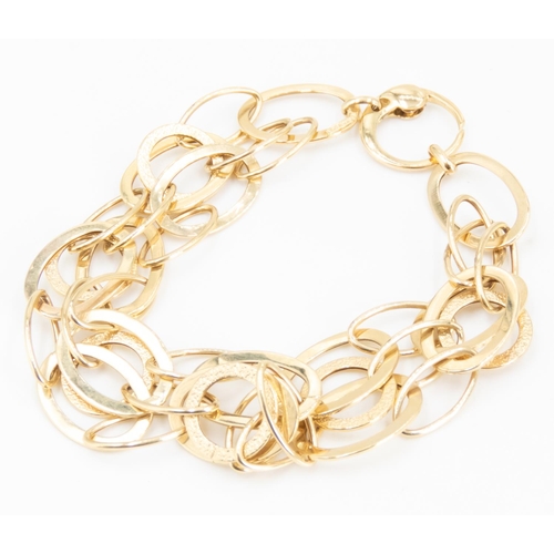 14 - 9 Carat Yellow Gold Fancy Oval Multi Link Bracelet Attractively Detailed 20.5cm Long