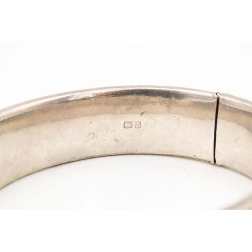 144 - Finely Detailed Silver Bangle Bracelet Floral Incised Detailing 1.5cm Wide Inner Width 6cm