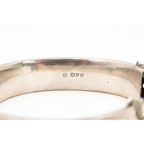 144 - Finely Detailed Silver Bangle Bracelet Floral Incised Detailing 1.5cm Wide Inner Width 6cm