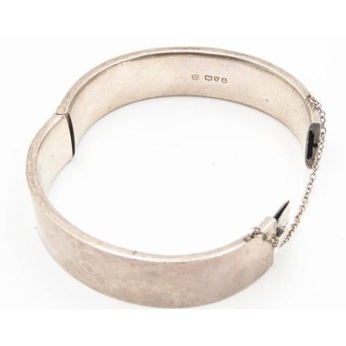 144 - Finely Detailed Silver Bangle Bracelet Floral Incised Detailing 1.5cm Wide Inner Width 6cm