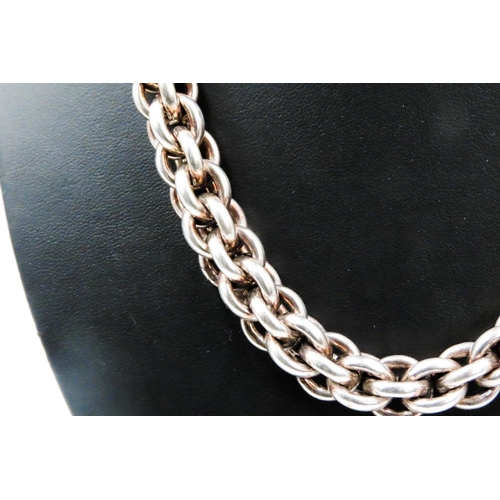 146 - Heavy Silver Fox Link Statement Necklace 42cm Long