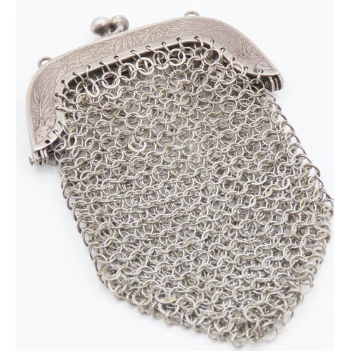 158 - Silver Chainmail Mesh Purse Finely Detailed 10cm Long