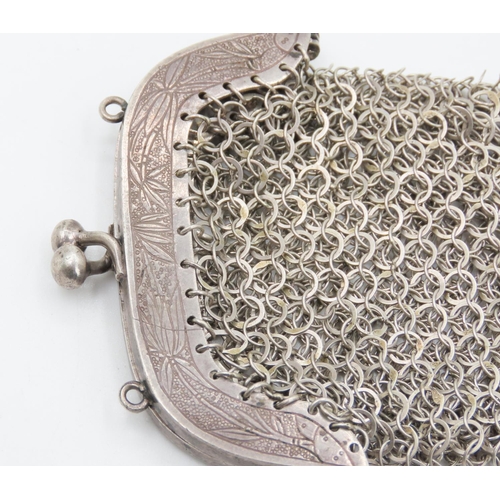 158 - Silver Chainmail Mesh Purse Finely Detailed 10cm Long