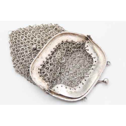 158 - Silver Chainmail Mesh Purse Finely Detailed 10cm Long