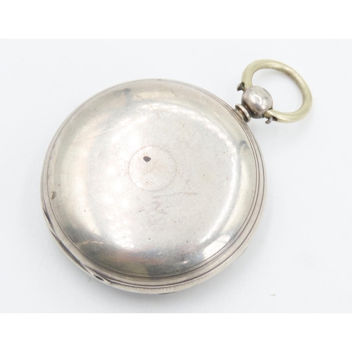 161 - Silver Cased Pocket Watch Finely Detailed Incised Dial 4.5cm Diameter