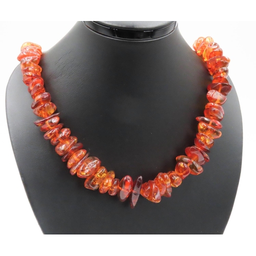 164 - Large Amber Graduated Form Statement Necklace 70cm Long