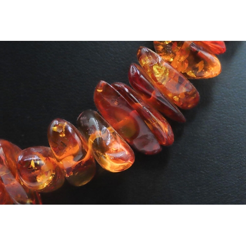 164 - Large Amber Graduated Form Statement Necklace 70cm Long