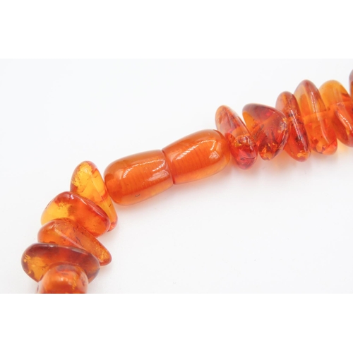 164 - Large Amber Graduated Form Statement Necklace 70cm Long