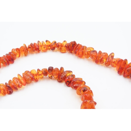 164 - Large Amber Graduated Form Statement Necklace 70cm Long