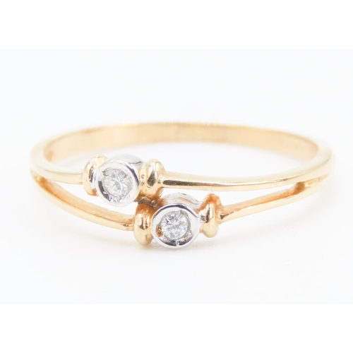 165 - Diamond Twin Stone Set Ring Mounted in 18 Carat Yellow Gold Ring Size L