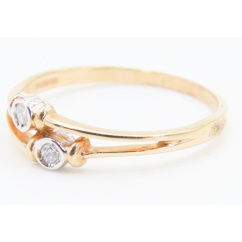 165 - Diamond Twin Stone Set Ring Mounted in 18 Carat Yellow Gold Ring Size L