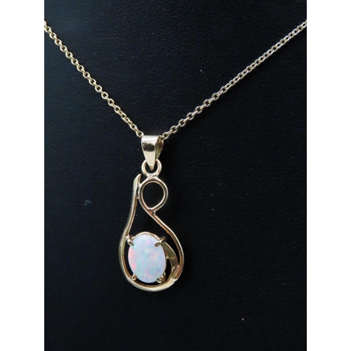 170 - Opal Set 18 Carat Yellow Gold Pendant 3cm High Further Set on 9 Carat Yellow Gold Chain 42cm Long