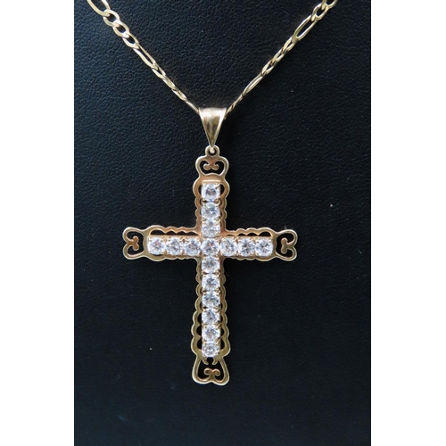 172 - Gemstone Set Crucifix Pendant Mounted in 9 Carat Yellow Gold 5cm High Further Set on 9 Carat Yellow ... 