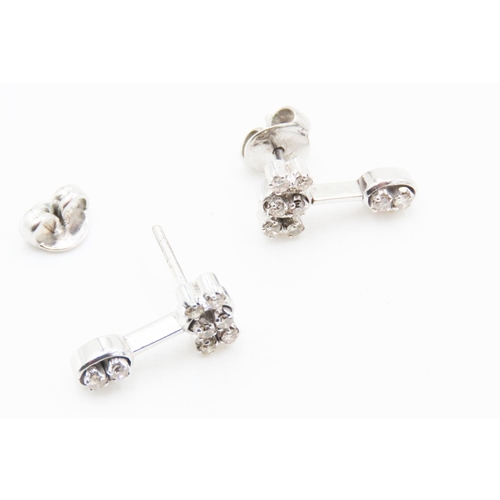 185 - Pair of 18 Carat White Gold Diamond Set Earrings Attractively Detailed Each Approximately 1.8cm High