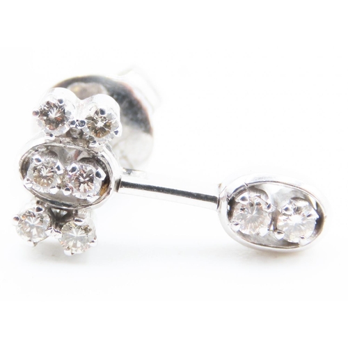 185 - Pair of 18 Carat White Gold Diamond Set Earrings Attractively Detailed Each Approximately 1.8cm High