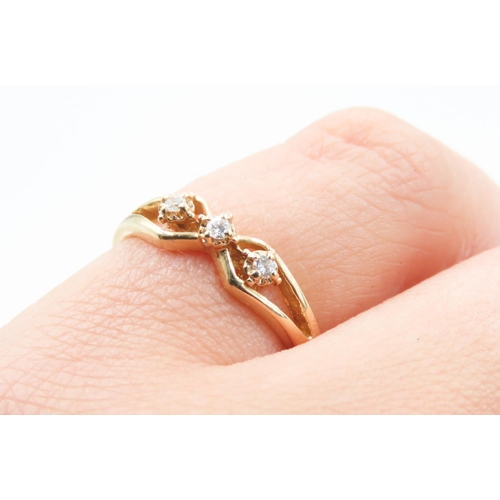 190 - Diamond Set Three Stone Ring Mounted in 18 Carat Yellow Gold Ring Size L