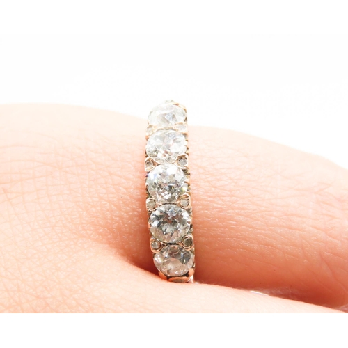 191 - Five Stone Diamond Ring with Further Diamond Detail Set in 18 carat Yellow Gold Total Diamond Carat ... 