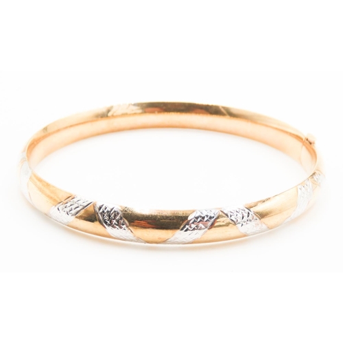 197 - 9 Carat Yellow and White Gold Snake Motif Bangle Bracelet Attractively Detailed  Inner Width 6.5 cm ... 