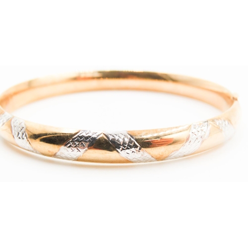 197 - 9 Carat Yellow and White Gold Snake Motif Bangle Bracelet Attractively Detailed  Inner Width 6.5 cm ... 