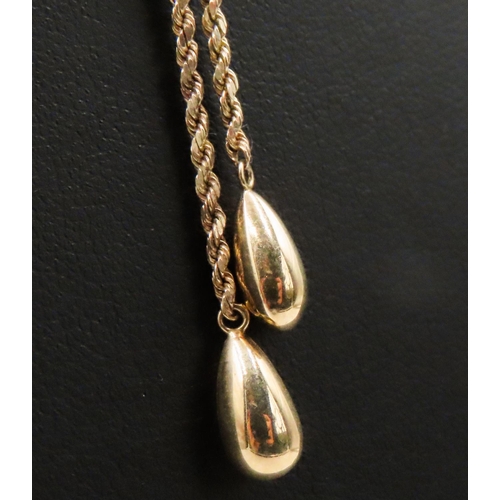 199 - 10 Carat Yellow Gold Lariat Drop Necklace 48cm Long Further Pendant Drop 5cm