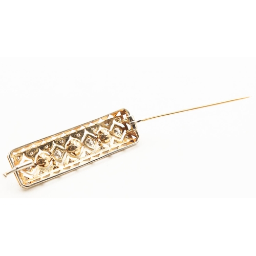 201 - 1930's Diamond and Pearl Set Brooch Finely Detailed Set in 18 and 9 Carat Yellow and White Gold 5cm ... 