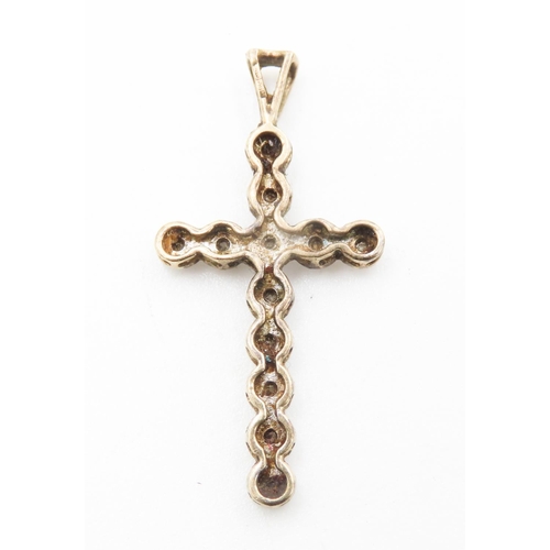 207 - Diamond Set Cross Pendant Mounted in 9 Carat Yellow Gold 3cm High