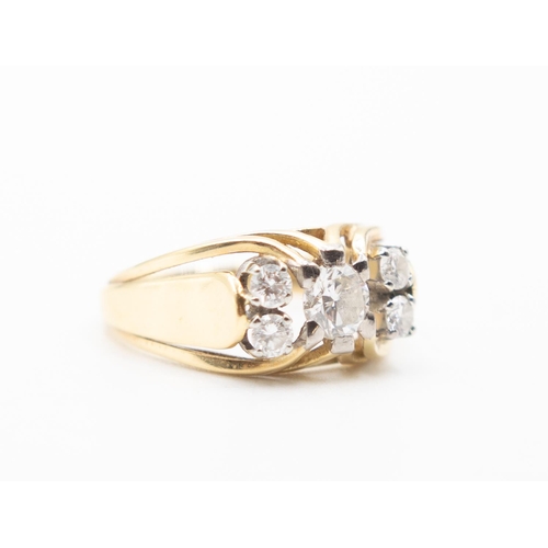 22 - Finely Detailed Diamond Five Stone Ring Mounted in 18 Carat Yellow Gold Ring Size O