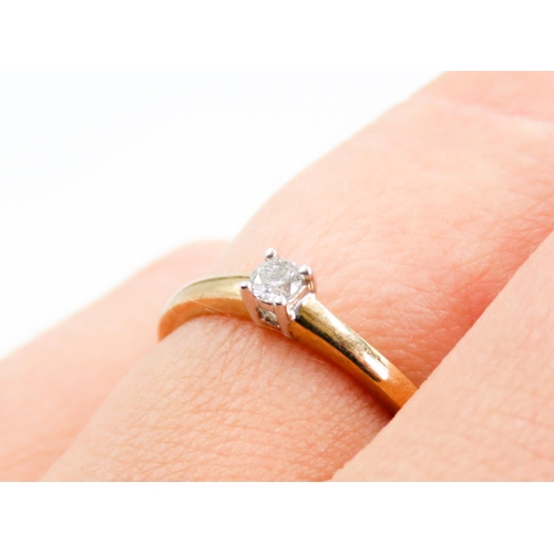 224 - Diamond Solitaire Ring Mounted in 9 Carat Yellow Gold Ring Size N