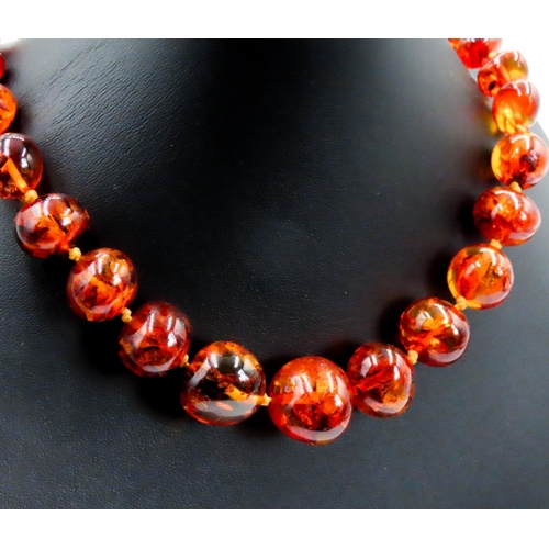 227 - Amber Graduated Form Ladies Necklace 70cm Long