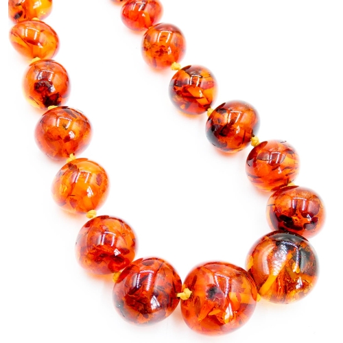 227 - Amber Graduated Form Ladies Necklace 70cm Long