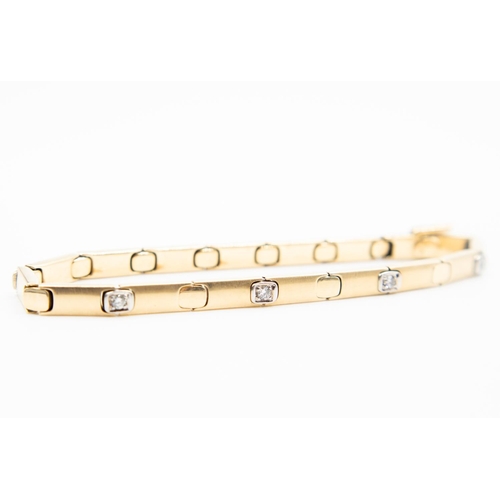 23 - Ladies Diamond Set Fancy Bar Link Bracelet Mounted in 18 Carat Yellow Gold 19cm Long