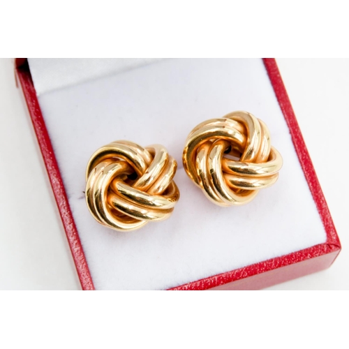 231 - Pair of 9 Carat Yellow Gold Knot Form Earrings Each 1.5cm Diameter