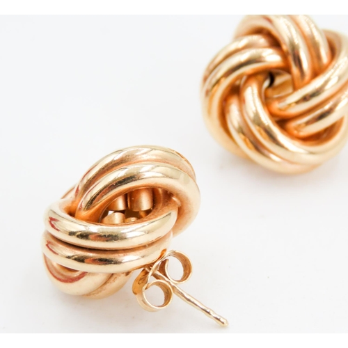 231 - Pair of 9 Carat Yellow Gold Knot Form Earrings Each 1.5cm Diameter