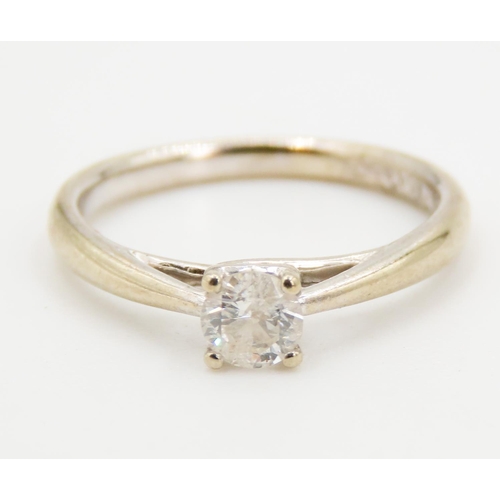 242 - Diamond Solitaire Ring Mounted in 9 Carat White Gold Heart Motifs to Setting Ring Size H