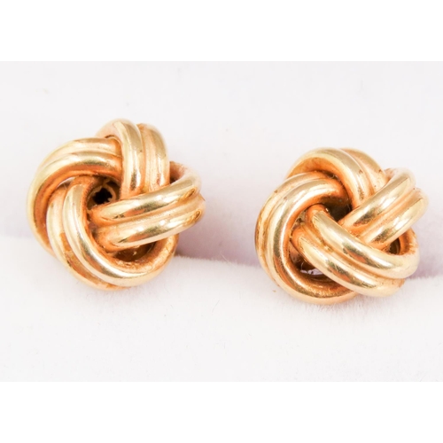 244 - Pair of 9 Carat Yellow Gold Knot Form Earrings 1cm High