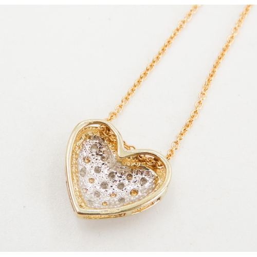 245 - Diamond Set Heart Form Pendant Set in 18 Carat Yellow Gold 1.5cm High Further Set on 18 Carat Yellow... 